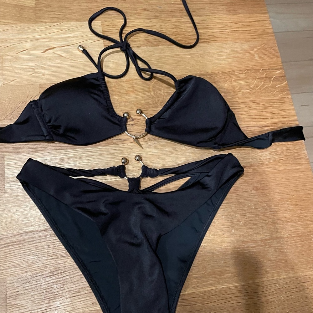 Honey Birdette Black Bondage Swimsuit Bikini